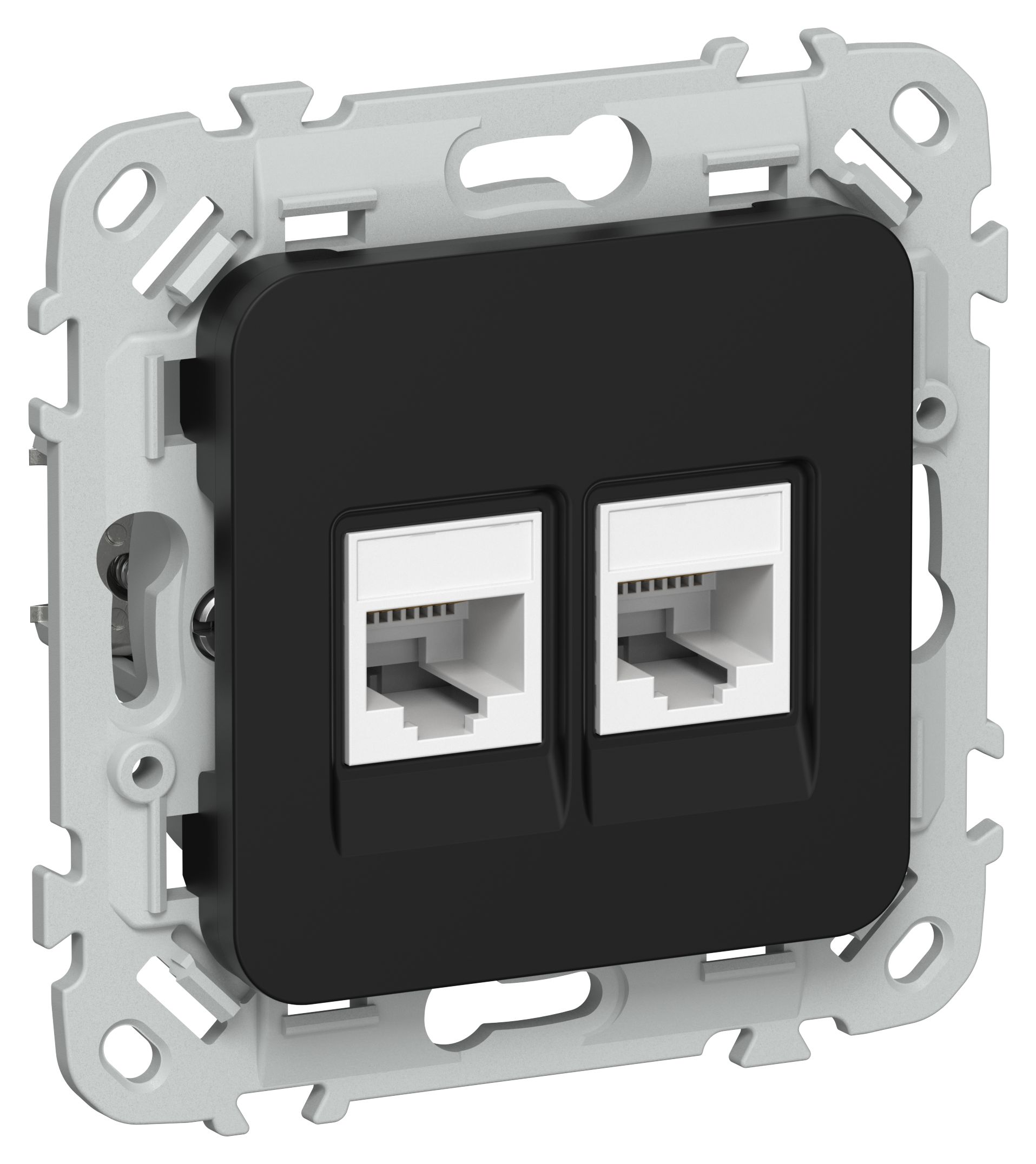 FLITE Розетка 2-местная RJ45/RJ11 категория 6/3 UTP РКТ6/3-2-0-ФлЧ черный IEK