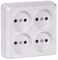 OKTAVA Розетка 4-местная без заземления для открытой установки 10А РС24-2-ОБ белый GENERICA