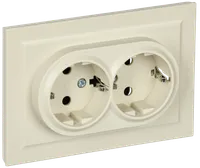 BRITE Double socket with ground without shutters 16A with frame PC12-3-BrKr beige IEK