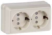 OKTAVA Розетка 2-местная с заземлением с защитными шторками для открытой установки 16А РСш22-3-ОКм кремовый GENERICA