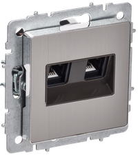 BRITE Розетка компьютерная двойная RJ45 кат.6 РК11-2-БрГН металл хром/никель IEK