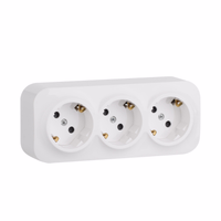 QUTEO Розетка 3-местная для открытой установки с заземлением с защитными шторками с предварительным подключением 16А белый