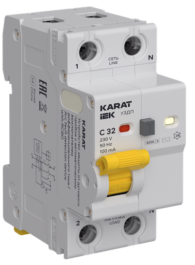 KARAT Устройство защиты от дугового пробоя с выключателем автоматическим дифференциального тока 1P+N C 32А 100мА тип AC IEK