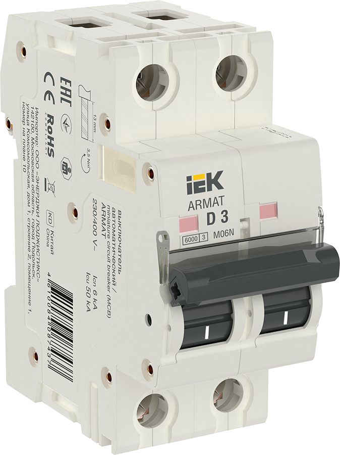 ARMAT Автоматический выключатель M06N 2P D 3А IEK (AR-M06N-2-D003)