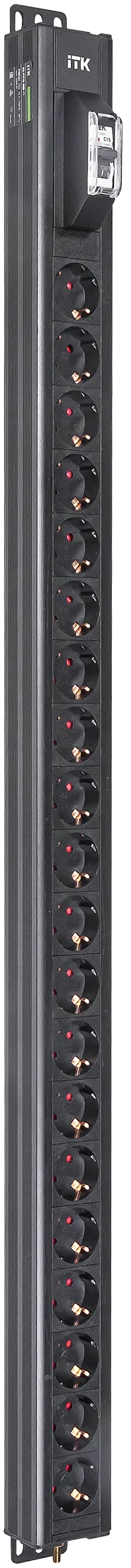 ITK BASE PDU вертикальный PV0101 25U 1 фаза 16А 20 розеток SCHUKO (немецкий стандарт) без кабеля с входным разъемом C20