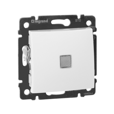 VALENA Выключатель 1-клавишный с подсветкой схема 1L безвинтовые зажимы 10АХ белый