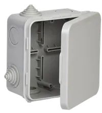 KM41256 junction box for exposed wiring 100x100x50 mm IP54 (RAL7035, 8 lead-ins, pop-top cap)