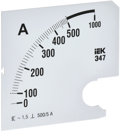 Шкала сменная для амперметра Э47 500/5А класс точности 1,5 96х96мм IEK