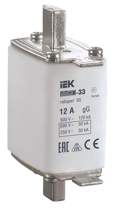 Плавкая вставка предохранителя ППНИ-33 габарит 00 12А IEK