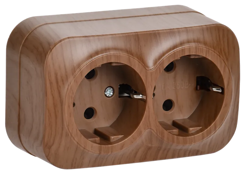 RS22-3-XD Double socket with grounding contact 16Awith opening installation GLORY (oak) IEK
