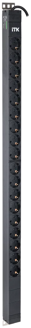 ITK PDU вертикальный 24U 1 фаза 16А 18 розеток Schuko (немецкий стандарт) кабель 3м вилка Schuko (немецкий стандарт)0
