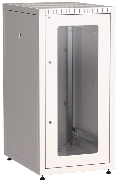 ITK LINEA E Шкаф напольный сетевой 19" 18U 600х800мм стеклянная передняя дверь задняя металлическая серый