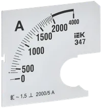 Шкала сменная для амперметра Э47 2000/5А класс точности 1,5 72х72мм IEK