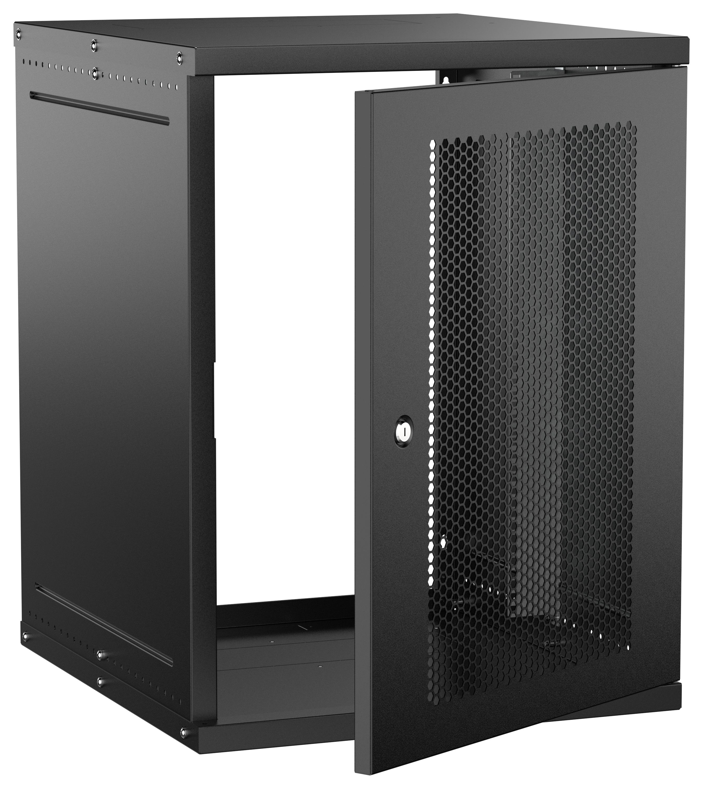 Шкаф настенный 19" 15U 600х650мм перфорированная дверь черный GENERICA (LWE5-15U67-PF-G)