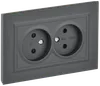 BRITE 2-gang socket without earthing with protective shutters 10A, complete RSsh12-2-BrG graphite IEK0