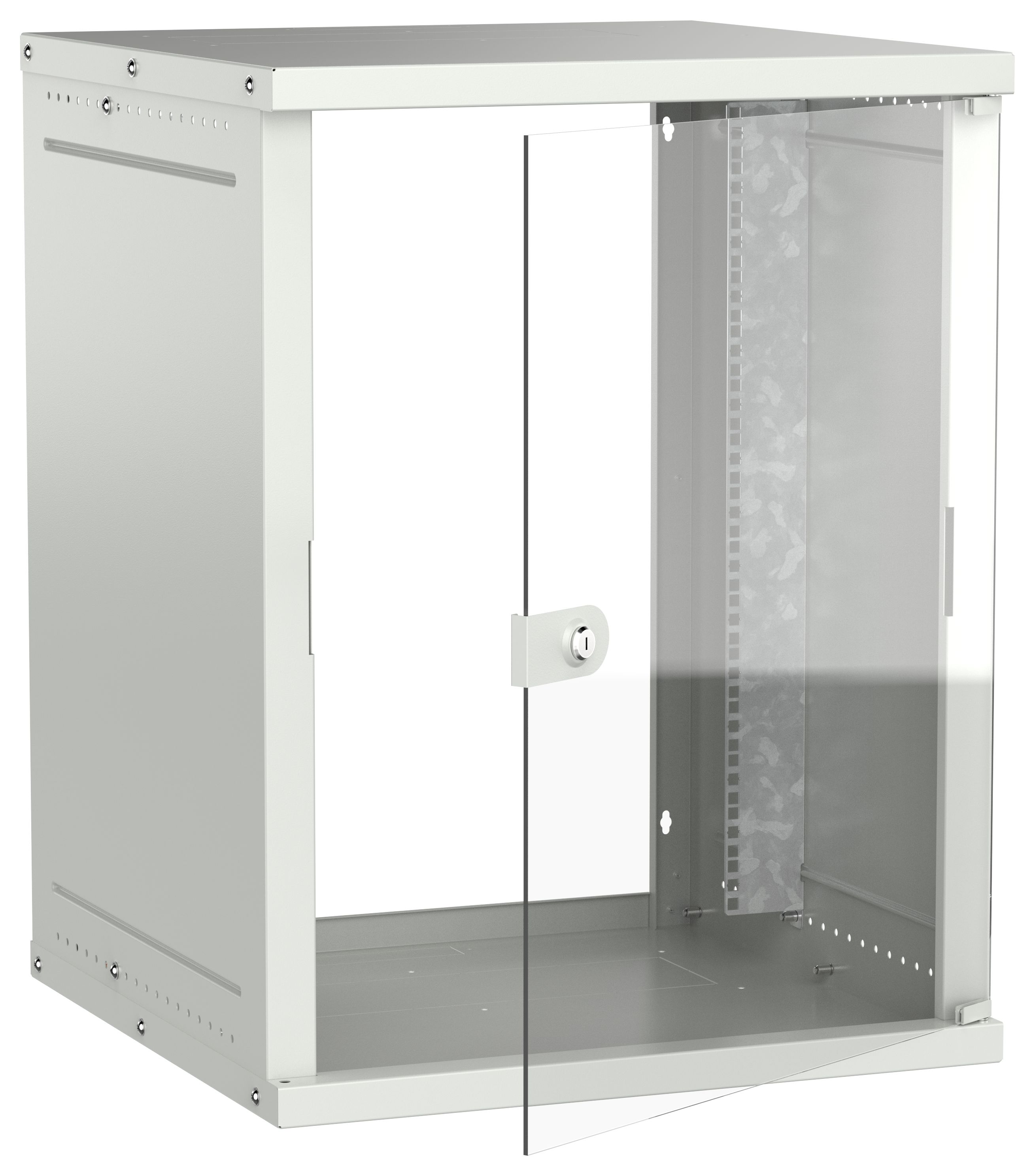 Шкаф настенный 19" 15U 600х600мм стеклянная дверь серый GENERICA (LWE3-15U66-GF-G)