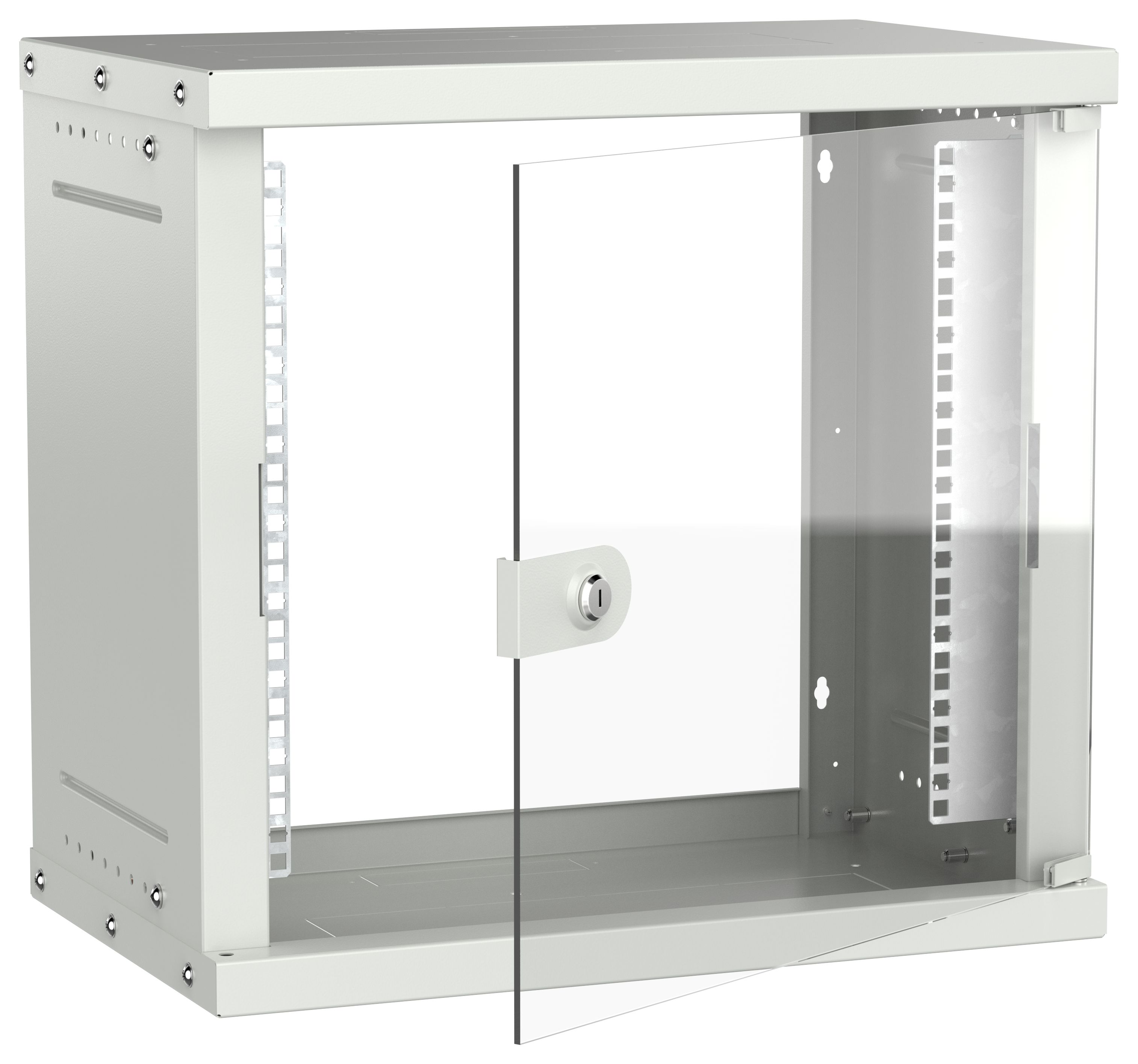 Шкаф настенный 19" 9U 550х350мм стеклянная дверь серый GENERICA (LWE3-09U53-GF-G)