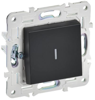 SKANDY Выключатель 1-клавишный проходной с индикацией 10А SK-V08Bl черный IEK