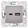 SKANDY Розетка USB A+C 3,1А SK-R14N металл никель IEK2