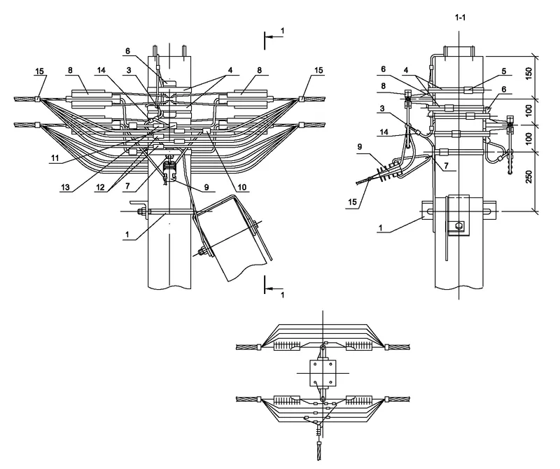 Опора ПА34 ж/б анкерная переходная концевая двухцепная с ответвлением в ...