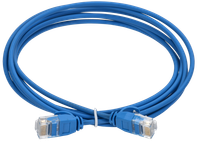 ITK Коммутационный шнур (патч-корд) кат.5E UTP LSZH 1м slim колпачок с язычком синий