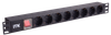 ITK PDU 8 розеток нем. стандарт, с LED выключателем,1U, без шнура, вх. C14, алюминиевый профиль0