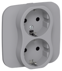 FLITE Розетка 2-местная с заземлением без защитных шторок безвинтовое крепление 16А РС12-1-А-ФлС серый IEK