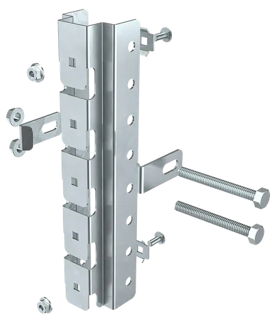Grid mount screw - part of the mounting system designed to organize cable routes, lighting, video surveillance or burglar alarms on poles and mesh panels. Scope of delivery: screw mount 250mm, hardware.