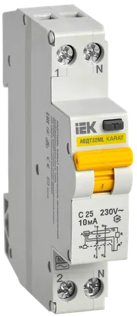 Выключатель автоматический дифференциального тока АВДТ32МL C25 10мА KARAT IEK