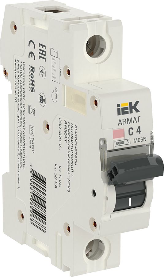 ARMAT Автоматический выключатель M06N 1P C 4А IEK (AR-M06N-1-C004)