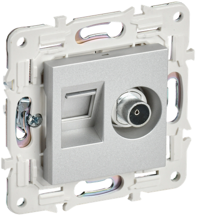 SKANDY Розетка двойная TV+RJ45 кат.5E SK-A14S серебряный IEK