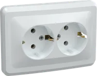 VEGA 2-gang socket with grounding without protective shutters 16A RS12-3-ВБ white IEK