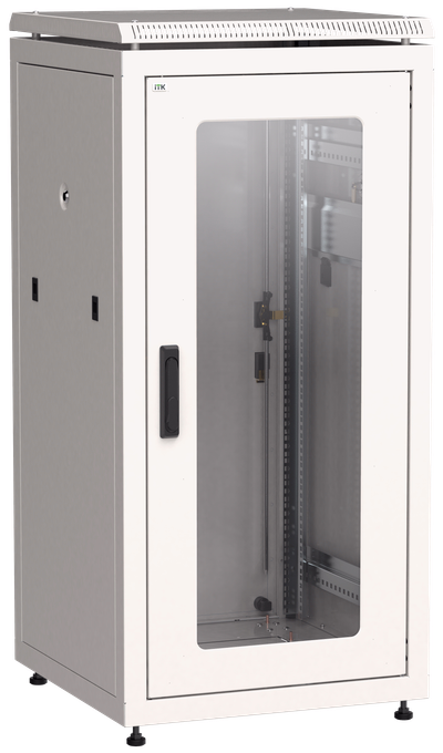 ITK LINEA N Шкаф сетевой 19" 18U 600х800мм стеклянная передняя дверь задняя металлическая серый