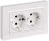 BRITE Розетка 2-местная с заземлением с защитными шторками плоская 16А в сборе РСшПл12-3-БрБ белый IEK0