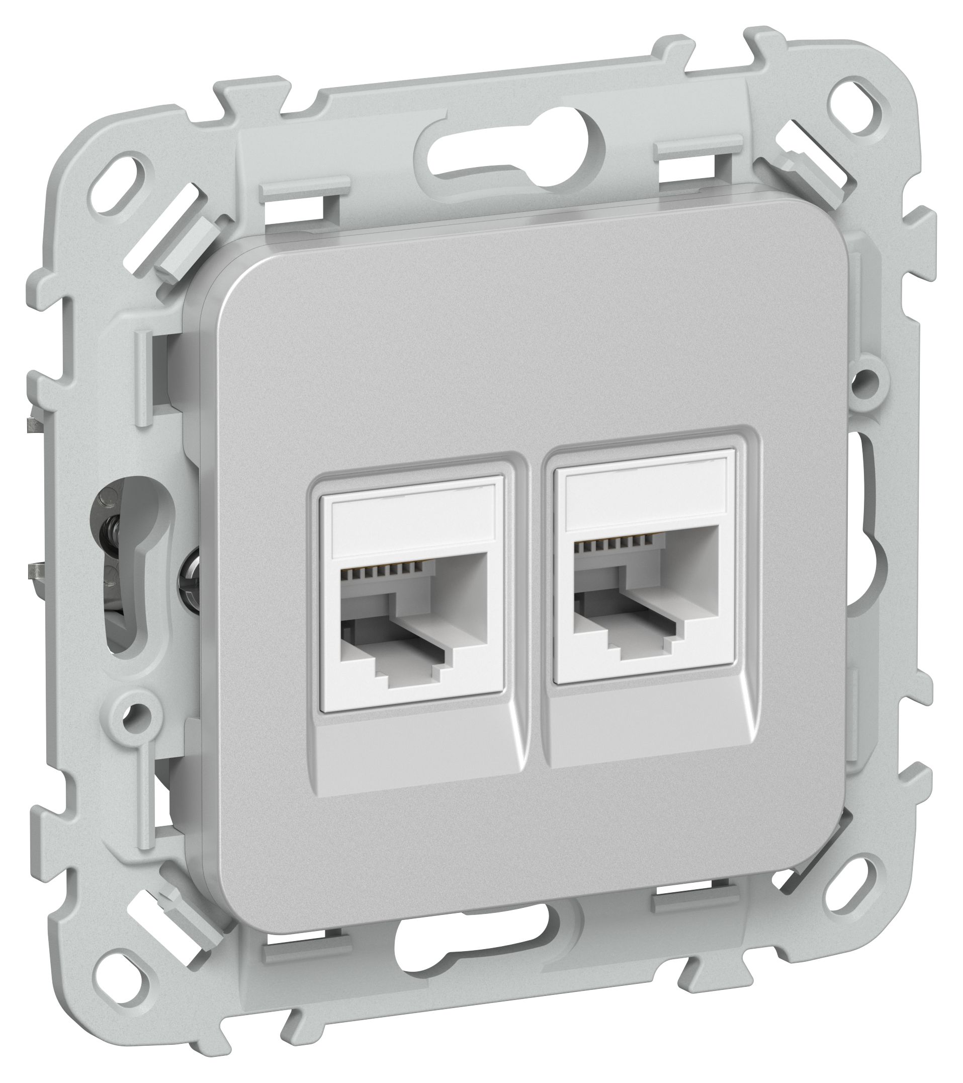 FLITE Розетка 2-местная компьютерная RJ45 категория 6 UTP РК6-2-0-ФлА алюминий IEK