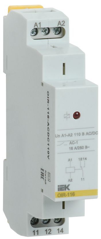 Реле промежуточное модульное OIR 1 контакт 16А 110 В AC/DC (OIR-116-ACDC110V)
