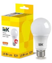 LED lamp ALFA A60 pear 15W 230V 3000K E27 IEK