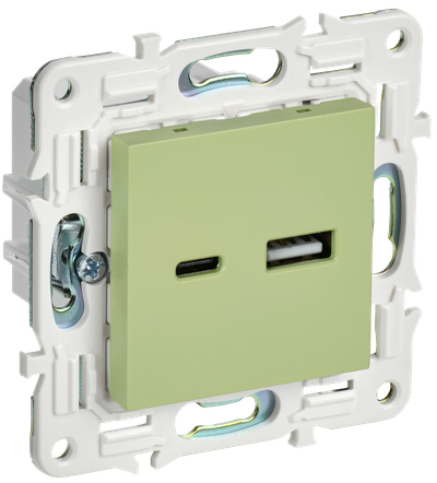 SKANDY Розетка USB A+C 3,1А SK-R14G мятный IEK