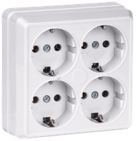 OKTAVA Розетка 4-местная с заземлением для открытой установки 16А РС24-3-ОБ белый GENERICA