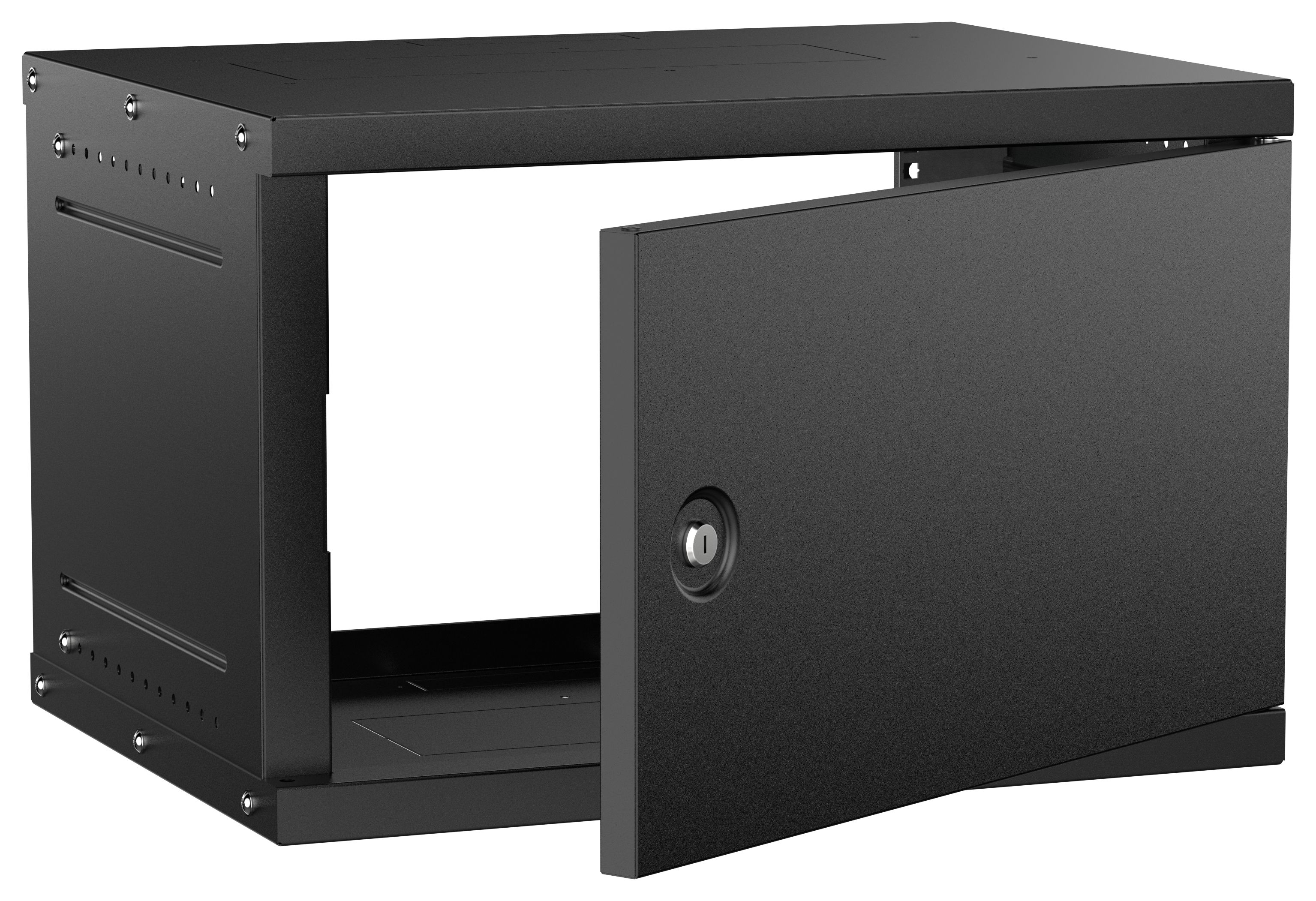 Шкаф настенный 6U 600х450мм металическая дверь черный GENERICA (LWE5-06U64-MF-G)