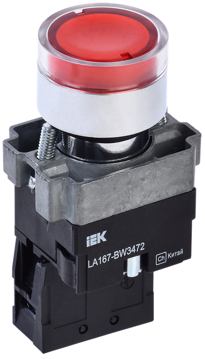 Кнопка управления LA167-BW3472 d=22мм RC 1NC с подсветкой красная IEK