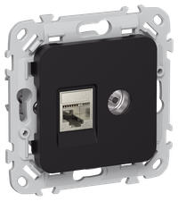 FLITE Розетка 2-местная RJ45/TV категория 5Е STP РКТВ5е-2-1-ФлЧ черный IEK