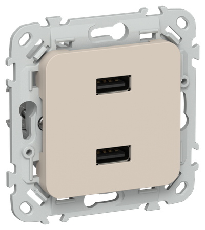 FLITE Розетка USB A+A 3,1А РЮ-2-ФлЛ льняной IEK