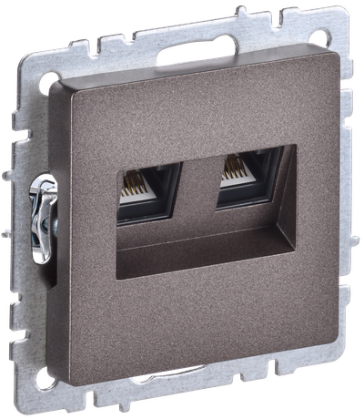 BRITE Розетка двойная RJ11+RJ45 кат.5E РК/Т12-БрТБ темная бронза IEK