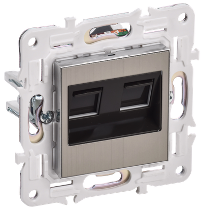 SKANDY Розетка компьютерная двойная RJ45 кат.5E SK-K03N металл никель IEK