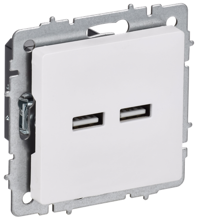 BRITE Розетка USB A+A 5В 3,1А РЮ10-1-БрАБ арктический белый IEK