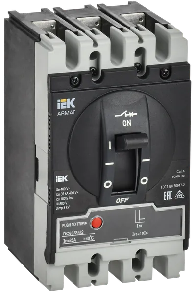 ARMAT Автоматический выключатель в литом корпусе 3P типоразмер S 35кА 25А расцепитель электромагнитный регулируемый IEK