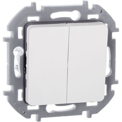 INSPIRIA Выключатель 2-клавишный схема 5 10АХ безвинтовые зажимы белый