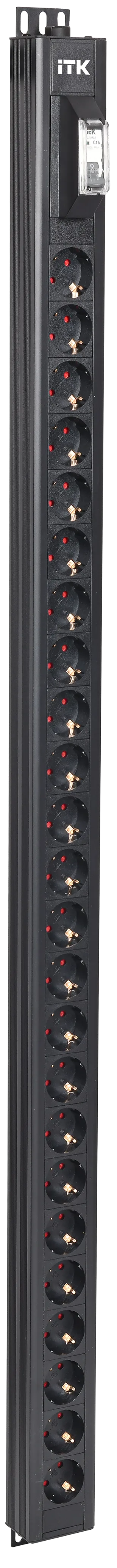 ITK BASE PDU вертикальный PV0102 30U 1 фаза 32А 24 розетки SCHUKO (немецкий стандарт) без кабеля с клеммной колодкой