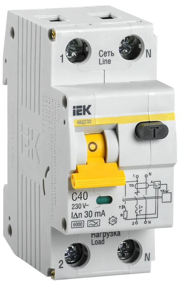 KARAT Автоматический выключатель дифференциального тока АВДТ 32 C40 30мА тип A IEK